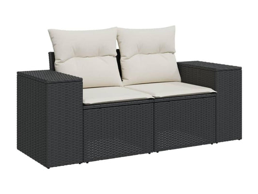 Ensemble de mobilier de jardin 7 pièces en résine tressée avec coussins, noir