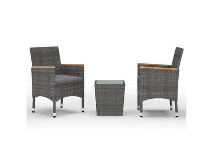 Ensemble de 3 pièces en résine tressée, gris