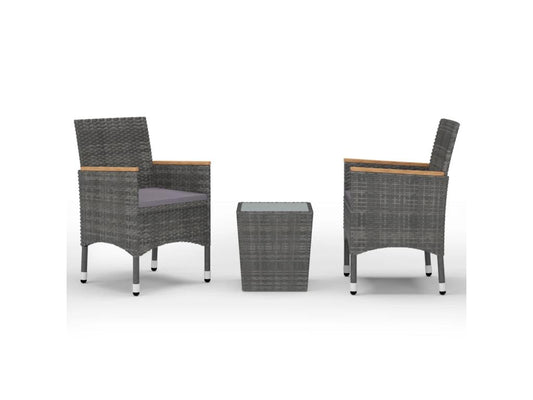 Ensemble de 3 pièces en résine tressée, gris
