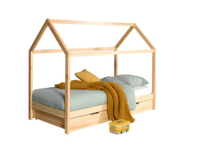 Sommier en pin avec 1 tiroir, 90 x 200 cm, marron