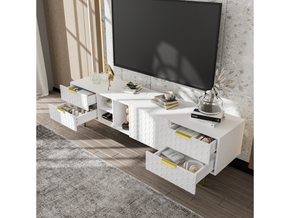 Meuble TV 1 porte avec 4 tiroirs, 170 x 40,3 x 49,9 cm, gris