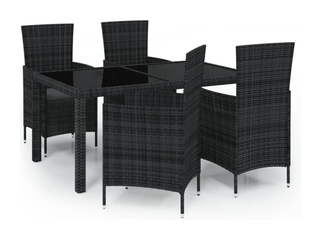 Ensemble de 5 pièces en résine tressée, noir