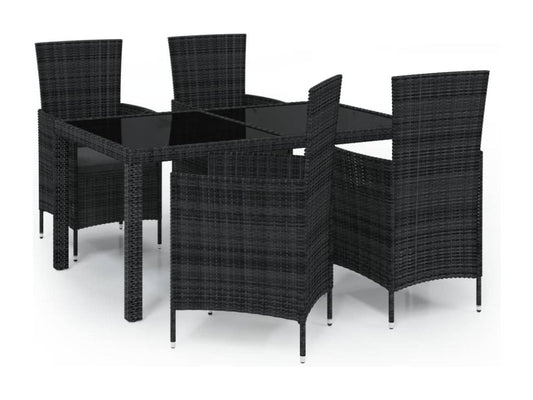 Ensemble de 5 pièces en résine tressée, noir