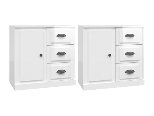 Buffet en bois d'ingénierie 2 pièces, blanc