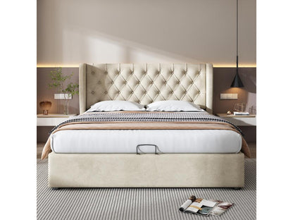 Sommier en velours, 140 x 200 cm, beige