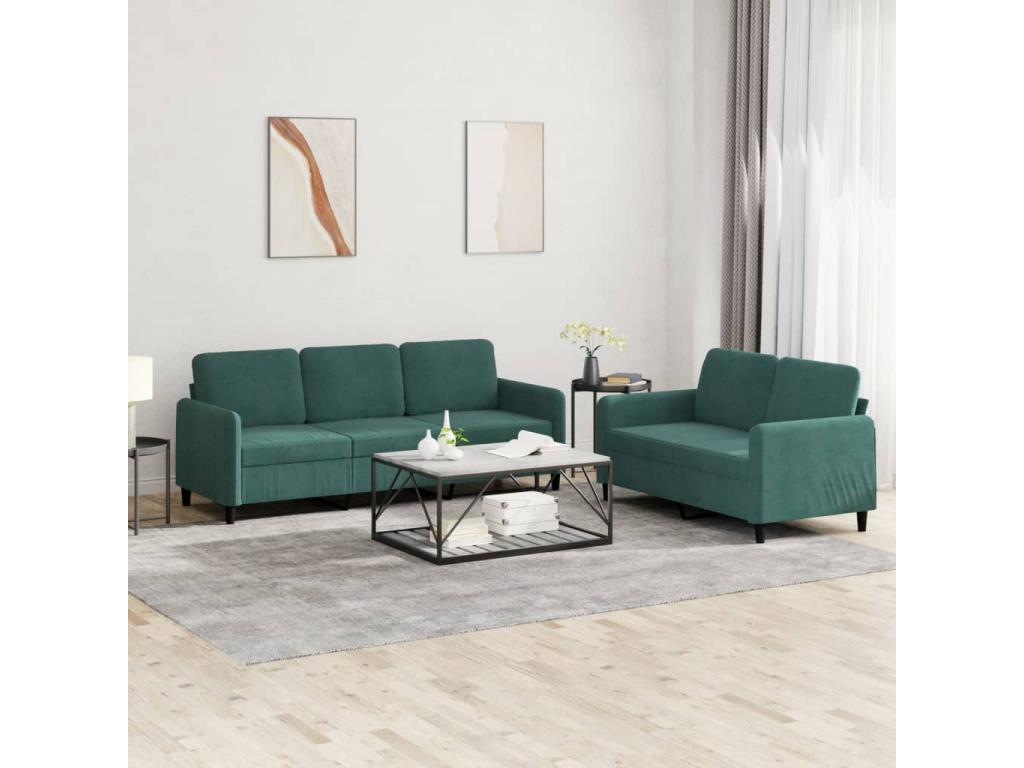 Ensemble de 2 pièces en velours vert