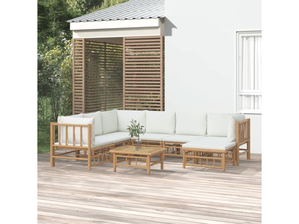 Ensemble de mobilier de jardin 8 pièces avec coussins, marron
