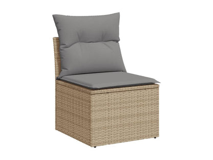 Ensemble de mobilier de jardin 7 pièces en résine tressée avec coussins, beige
