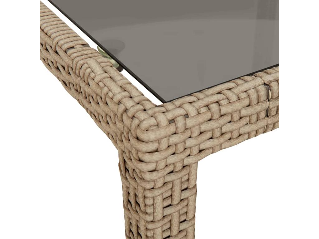 Table en résine tressée, 90 x 90 x 75 cm, beige
