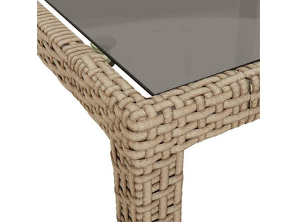Table en résine tressée, 90 x 90 x 75 cm, beige