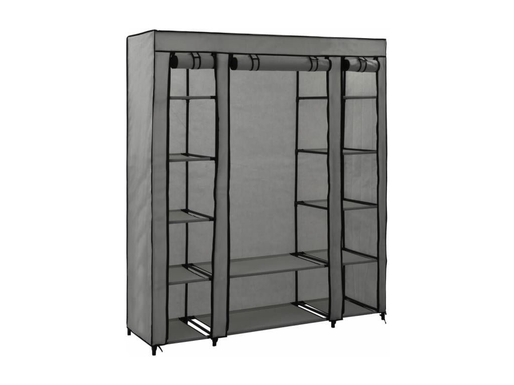Armoire en tissu, 150 x 45 x 176 cm, grise