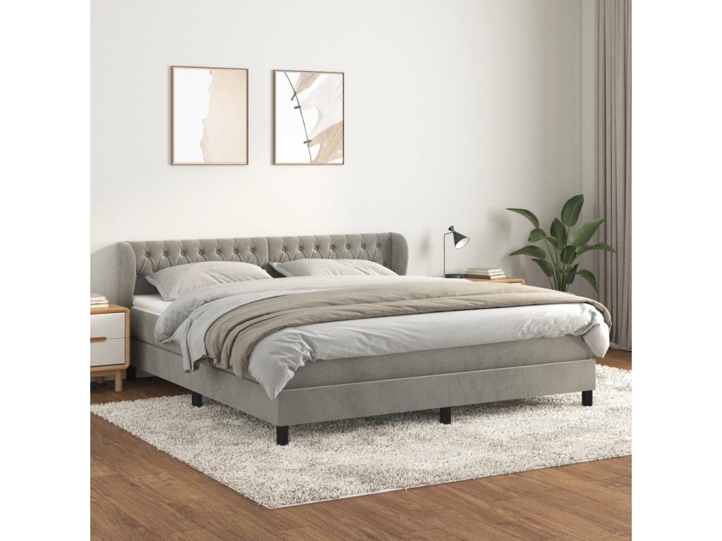 Matelas en velours, 180 x 200 cm, gris