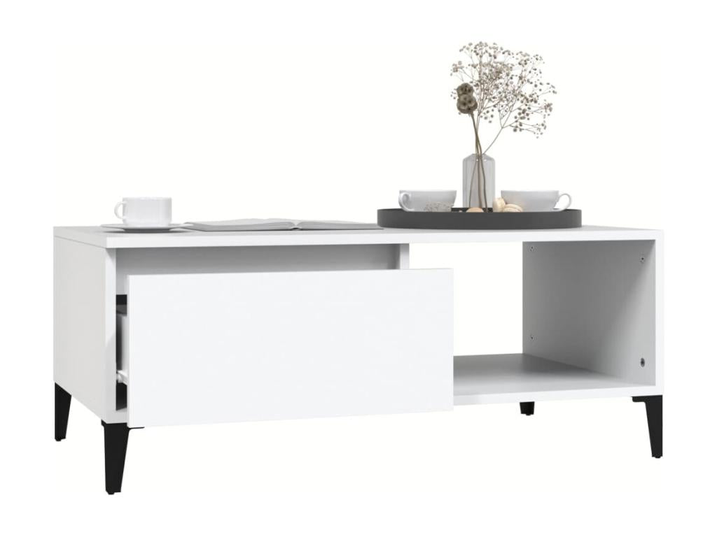 Table basse en bois composite, 90 x 50 x 36,5 cm, blanche
